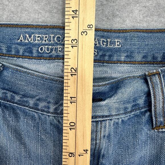 American Eagle Jeans WMNS 16L Blue Vintage Hi-Rise Two Tone Frayed Hem Festival - Picture 10 of 12